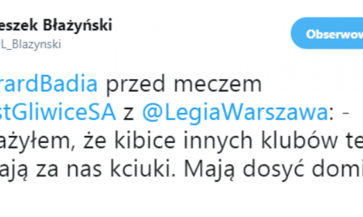 Ciekawe słowa piłkarza Piasta przed meczem z Legią